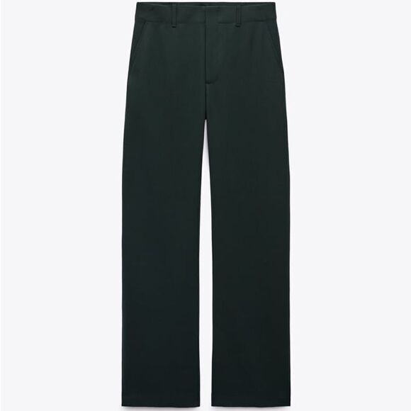 Zara Wool Blend Pants Bottle Green New - Picture 6 of 9